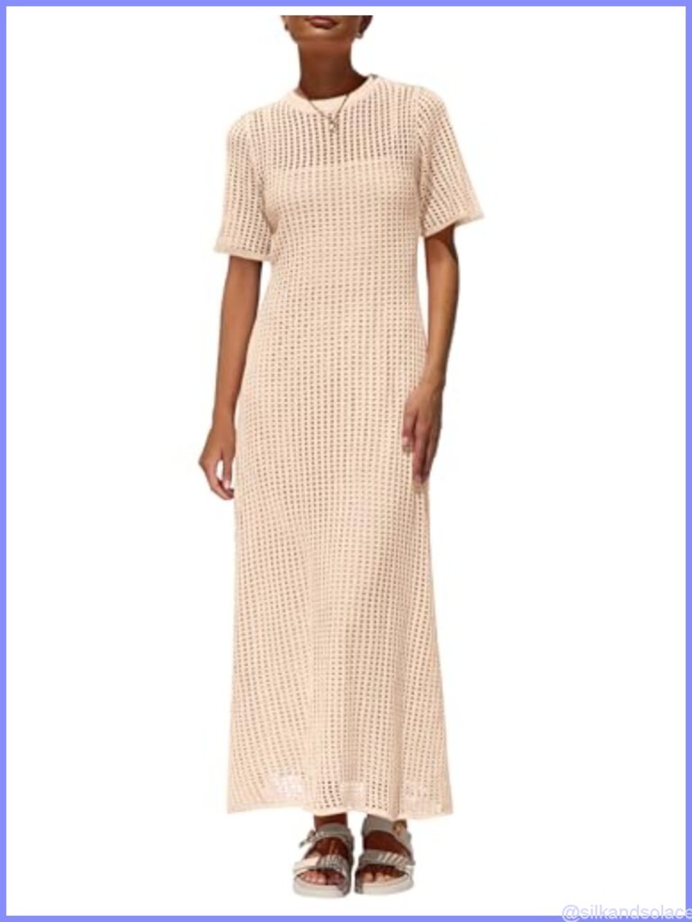 2 Piece Eyelet Crochet Maxi Dress Set Viscose Beach Vacation Resort Summer